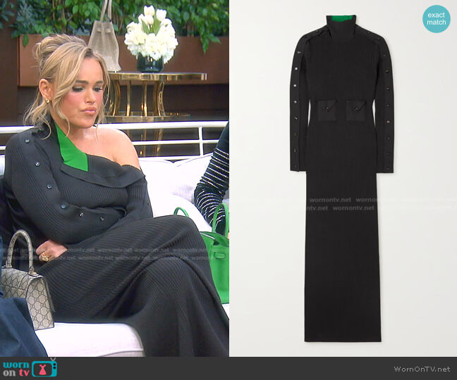 Bottega Veneta Button-Detailed Ribbed Turtleneck Dress worn by Diana Jenkins on The Real Housewives of Beverly Hills