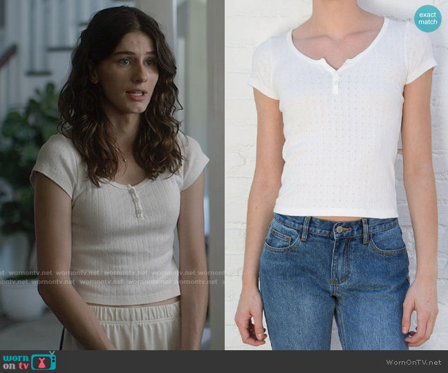 Brandy Melville Zelly Long Eyelet Top worn by Finn (Olivia Rouyre) on American Horror Stories