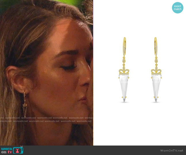 Brevani 14K Yellow Gold White Topaz Trillion Dangle Earrings worn by Rachel Recchia on The Bachelorette