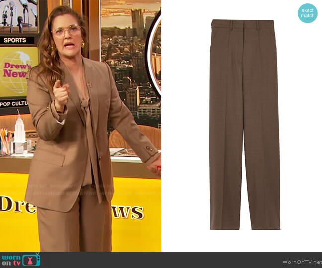 Burberry Jane virgin wool twill pants worn by Drew Barrymore on The Drew Barrymore Show