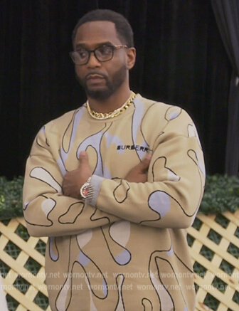 Tyrone's rain drop print sweatshirt on The Real Housewives of Atlanta