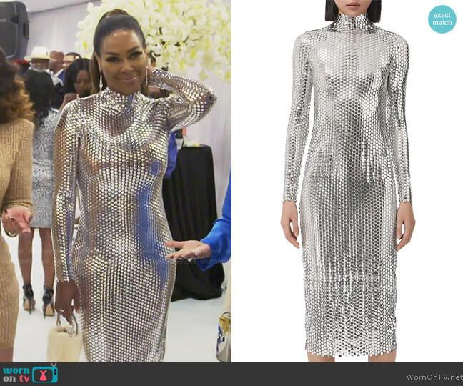 Burberry Thalia Sequin-Embellished Bodycon Dress worn by Kenya Moore on The Real Housewives of Atlanta