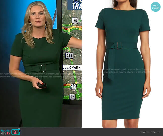 Calvin Klein Belted Short Sleeve Sheath Midi Dress worn by Emily West on Today