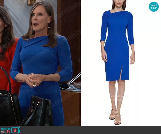 Calvin Klein Foldover-Neck Sheath Dress worn by Lucy Coe (Lynn Herring) on General Hospital