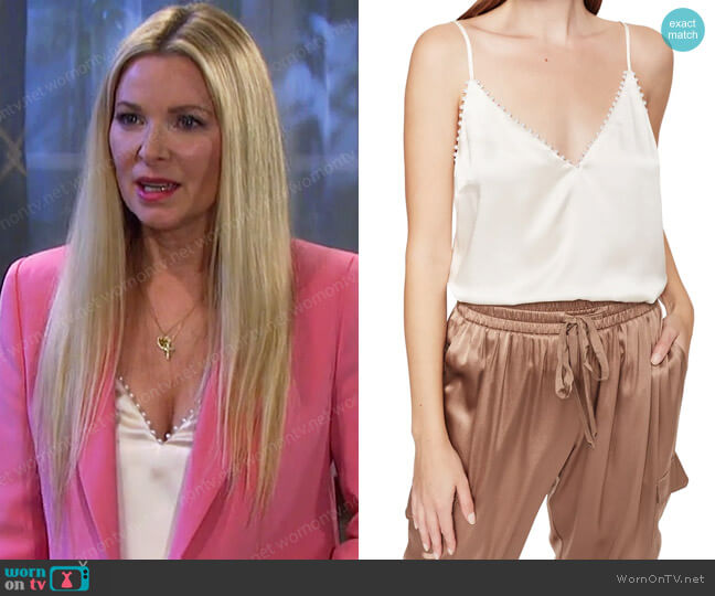 Cami NYC Mariana Silk Cami with Trim worn by Jennifer Horton (Cady McClain) on Days of our Lives