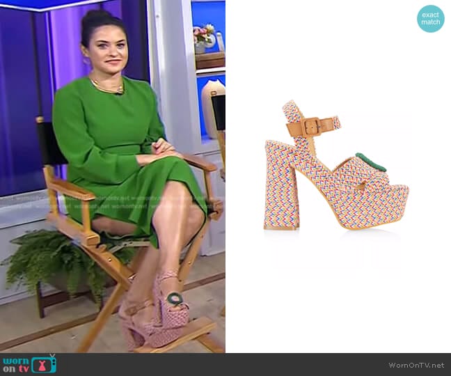 Castañer Amaia Woven Platform Ankle-Strap Sandals worn by Donna Farizan on Today