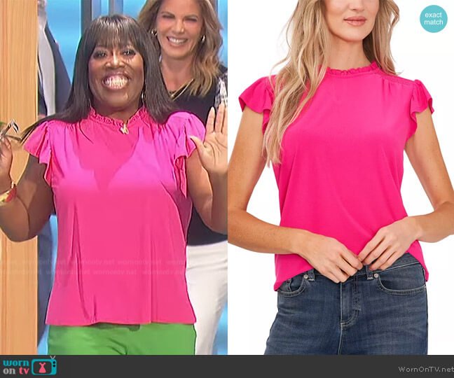 Cece Flutter-Sleeve Knit Top worn by Sheryl Underwood on The Talk