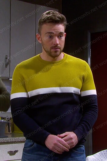Will’s yellow colorblock sweater on Days of our Lives