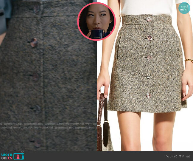 Chloe Tweed Button-Front Mini Skirt worn by Ingrid Yun (Arden Cho) on Partner Track