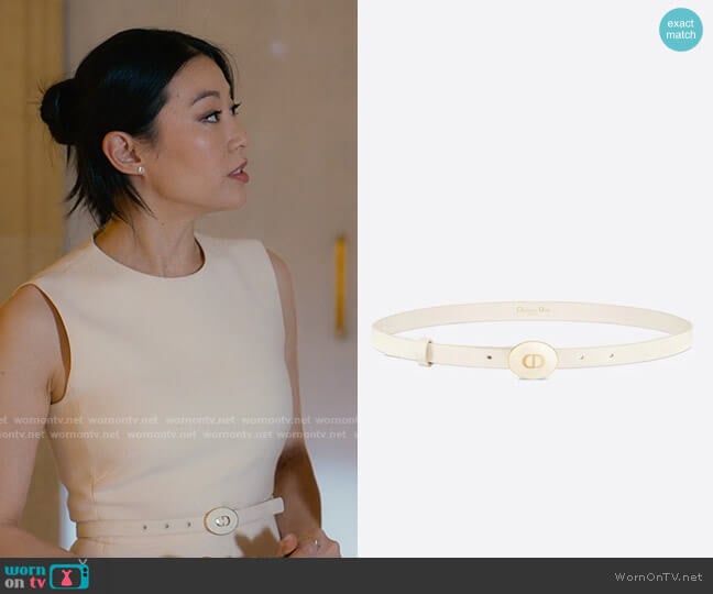 Christian Dior Teddy-D Belt Ivory Smooth Calfskin worn by Ingrid Yun (Arden Cho) on Partner Track