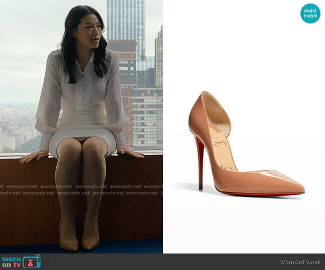 Chrstian Louboutin Iriza 100 D'Orsay Pumps worn by Ingrid Yun (Arden Cho) on Partner Track