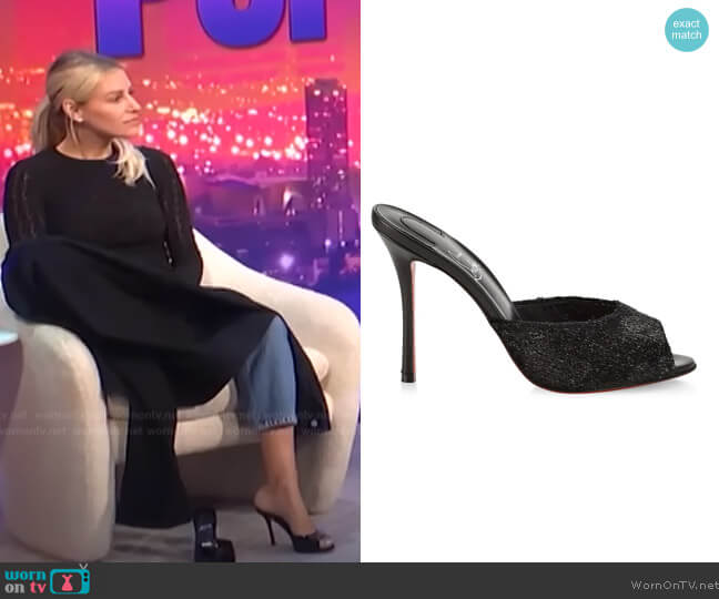 Christian Louboutin Me Dolly 100 Velvet Sandals worn by Morgan Stewart on E! News