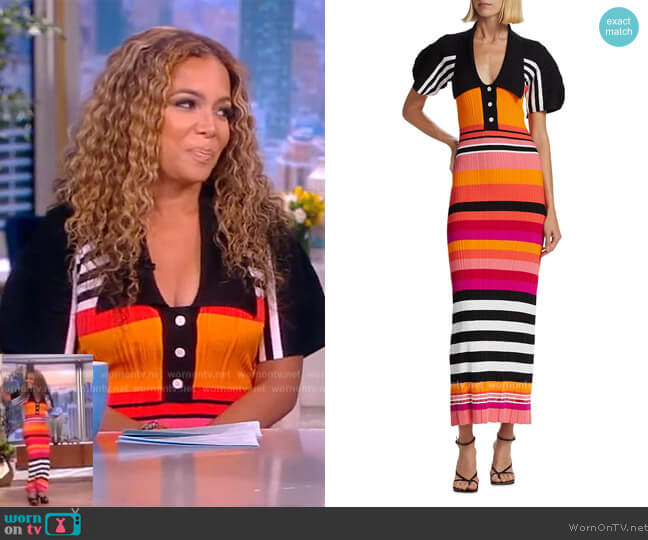 WornOnTV: Sunny’s multicolored stripe ribbed dress on The View | Sunny ...