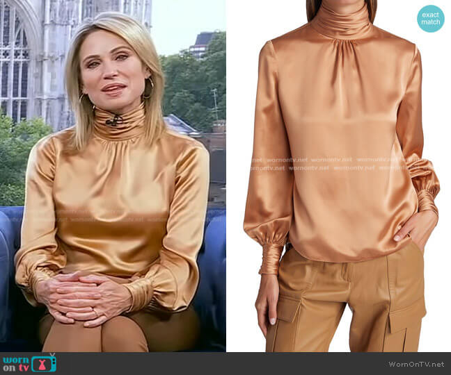 Cinq a Sept Jayla Silk Top worn by Amy Robach on Good Morning America