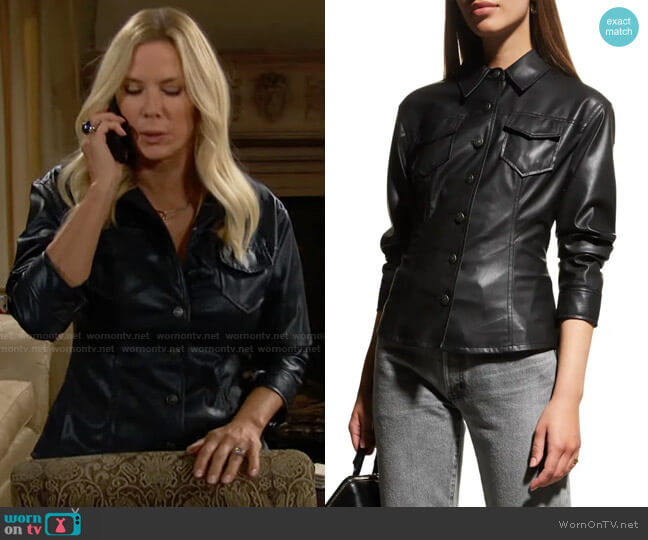 Cinq a Sept Faux Leather Canyon Jacket worn by Brooke Logan (Katherine Kelly Lang) on The Bold and the Beautiful