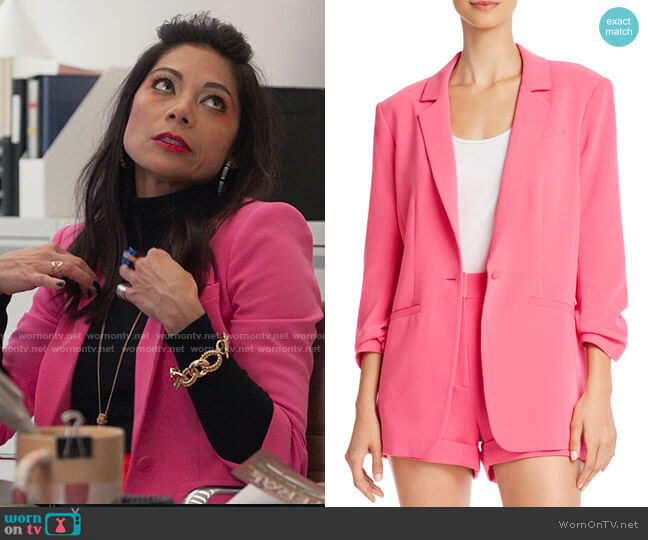 Cinq a Sept Khloe Blazer in Pink Azale worn by Nikki Ramos (Ginger Gonzaga) on She-Hulk Attorney at Law