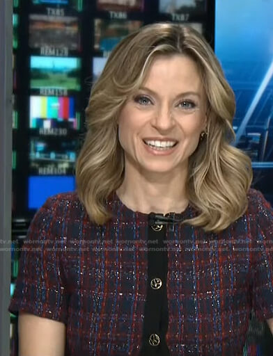 Courtney Reagan's purple tweed dress on NBC News Daily