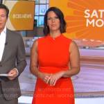 Dana Jacobson’s red sleeveless dress on CBS Saturday Morning