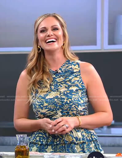 Danielle Walker’s blue printed tiered dress on Good Morning America