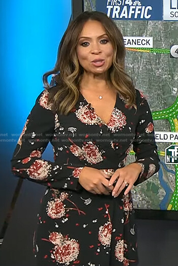Adelle Caballero’s black floral wrap dress on Today