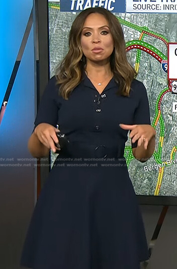 Adelle’s navy belted polo dress on Today