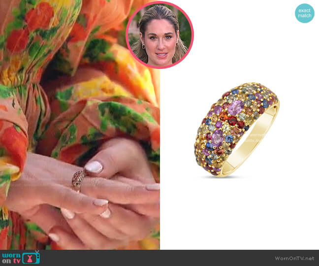 Dilamani Rainbow Sapphire Pave Dome Ring worn by Rachel Recchia on The Bachelorette