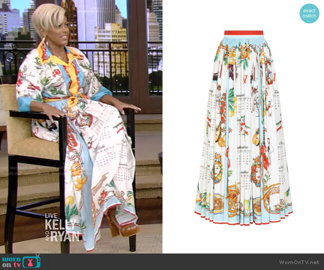 Dolce & Gabbana Calendar-Print Maxi Skirt worn by Tamron Hall on Live with Kelly and Ryan