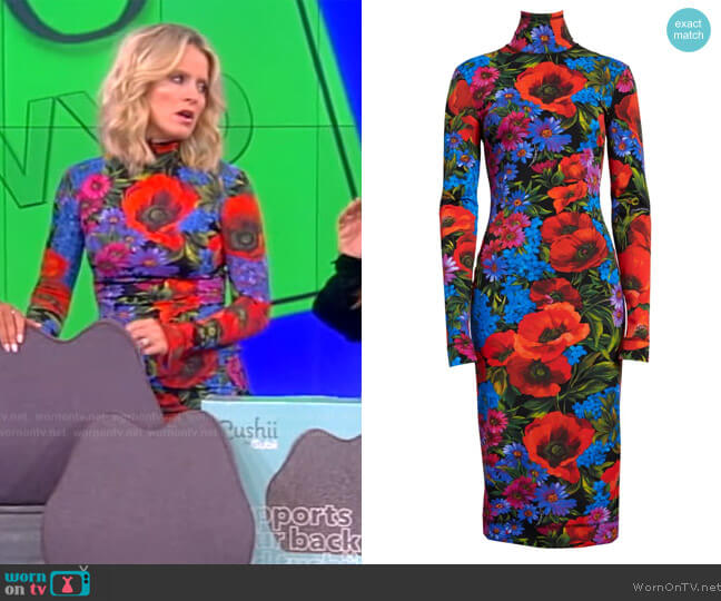 Dolce & Gabbana Floral Long-Sleeve Body-Con Midi-Dress worn by Sara Haines on The View