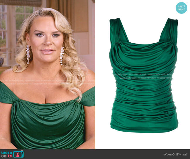 Dolce & Gabanna Draped Sleeveless Top worn by Heather Gay on The Real Housewives of Salt Lake City