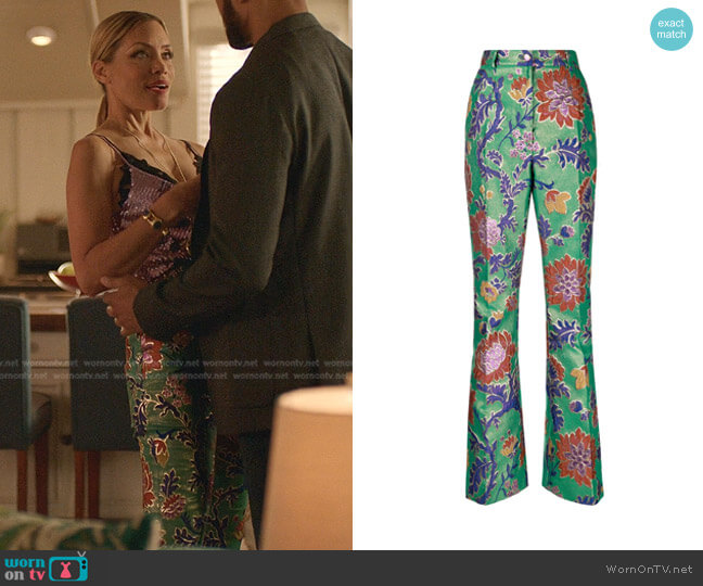Dolce & Gabbana Floral Jacquard High-Waisted Trousers worn by Dominique Deveraux (Michael Michele) on Dynasty