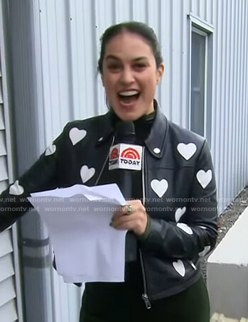 Donna’s black heart leather jacket on Today