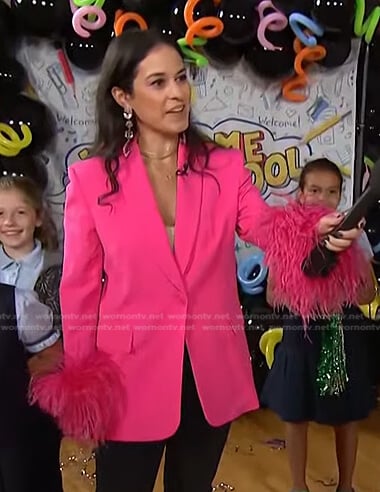 Donna’s pink feather cuff blazer on Today