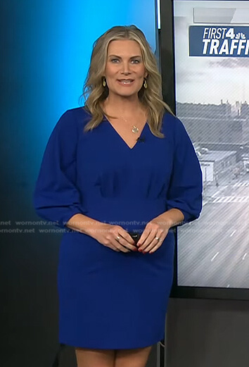 Emily West’s blue v-neck dress on Today