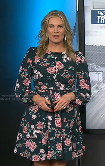 Emily West’s green floral long sleeve dress on Today