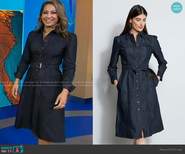 Elie Tahari Denim Midi Dress worn by Ginger Zee on Good Morning America