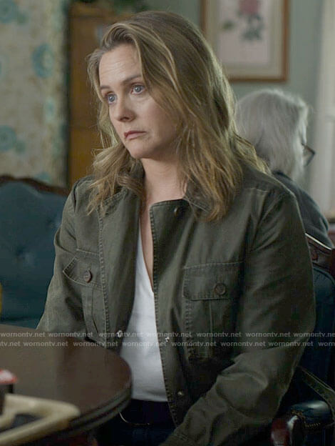 Erin’s green utility jacket on American Horror Stories