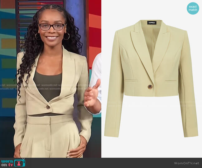 Express Peak Lapel One Button Cropped Blazer worn by Zuri Hall on Access Hollywood