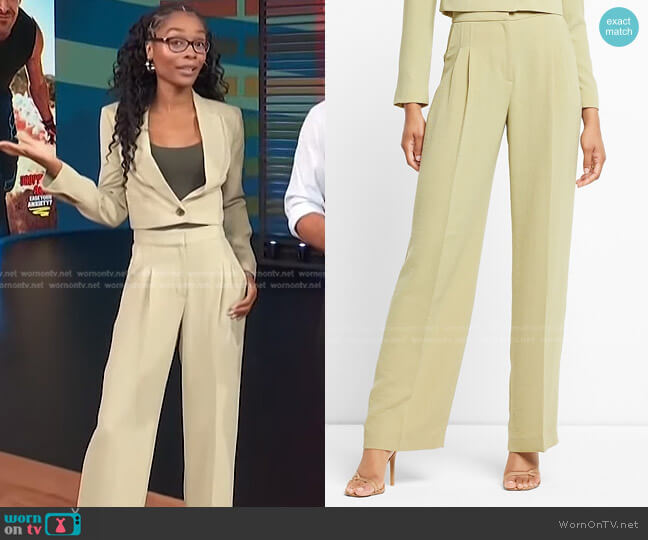 Express Super High Waisted Pleated Wide Leg worn by Zuri Hall on Access Hollywood