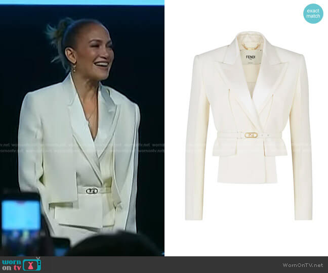 Fendi Wool & Silk Crop Jacket & Backless Vest Set worn by Jennifer Lopez on Today