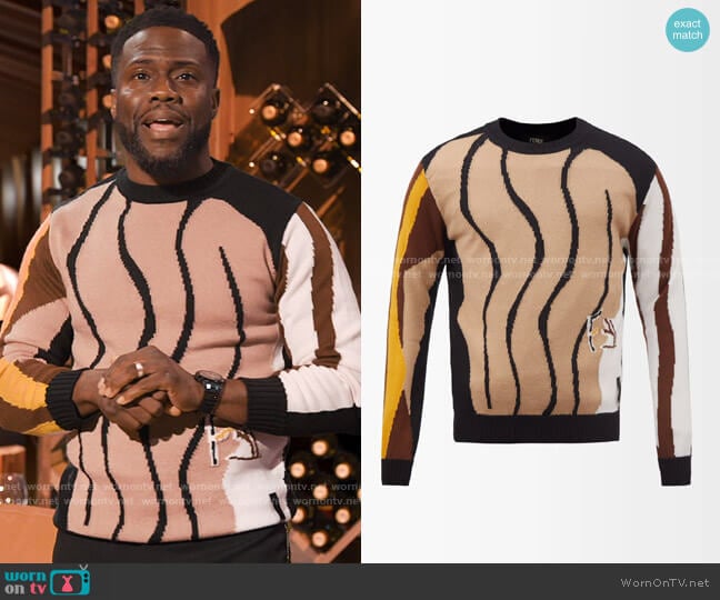 Fendi Fragment-jacquard wool sweater worn by Kevin Hart on Hart to Heart