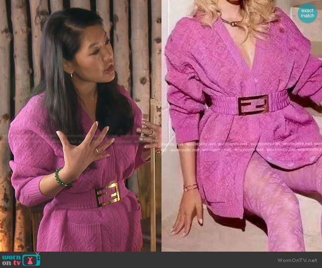 Fendi x Skims Embossed Cardigan worn by Crystal Kung Minkoff on The Real Housewives of Beverly Hills