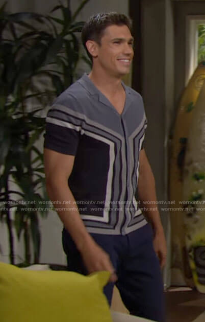 Finn's grey colorblock shirt on The Bold and the Beautiful