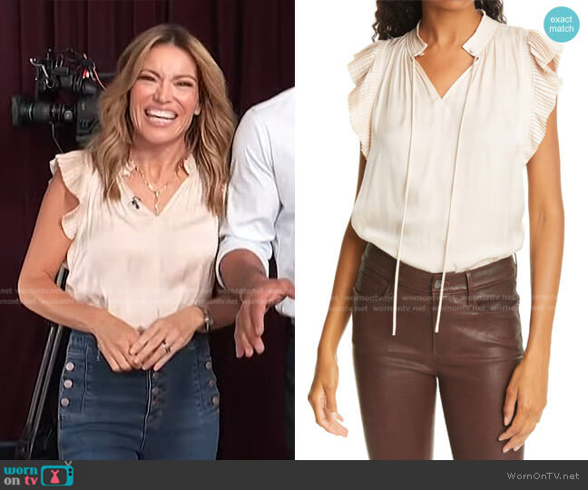 Frame Pleat Keyhole Blouse worn by Kit Hoover on Access Hollywood
