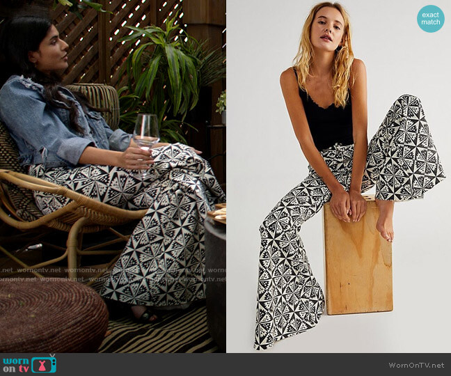 Free People Just Float On Printed Flare Jeans worn by Sam's Friend (Sara Silva) on American Horror Stories