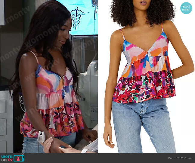 French Connection Isadora Delphine Printed Cami Top worn by Trina Robinson (Tabyana Ali) on General Hospital