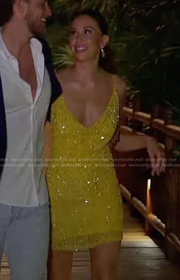 Gabby’s yellow sequin mini dress on The Bachelorette