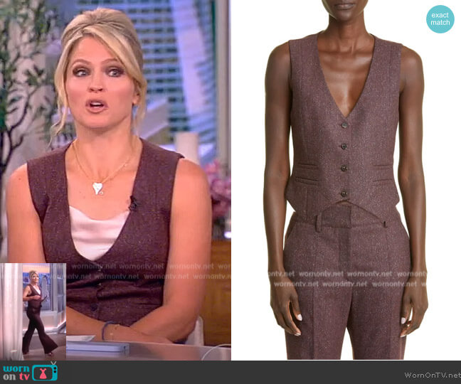 Gabriela Hearst Zelos Strech Wool & Silk Tweed Vest and Pants worn by Sara Haines on The View