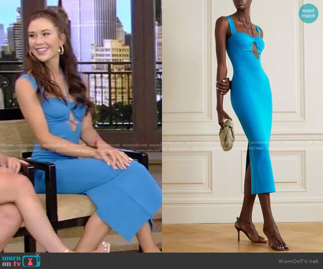 Galvan Kali Cut-Out Midi Dress worn by Gabriela Windey on Live with Kelly and Ryan