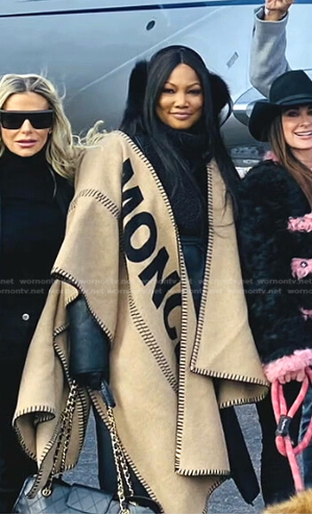 Garcelle's Moncler beige wrap coat on The Real Housewives of Beverly Hills