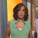 Gayle King’s green folded neckline dress on CBS Mornings